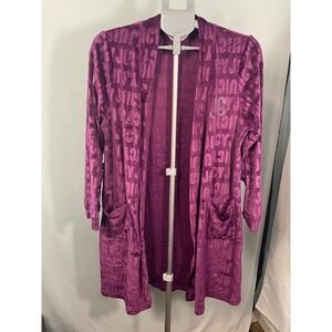 Juicy Couture Purple Velvet Robe Cardigan Kimono Rhinestone JC Logo Size‎ S/M